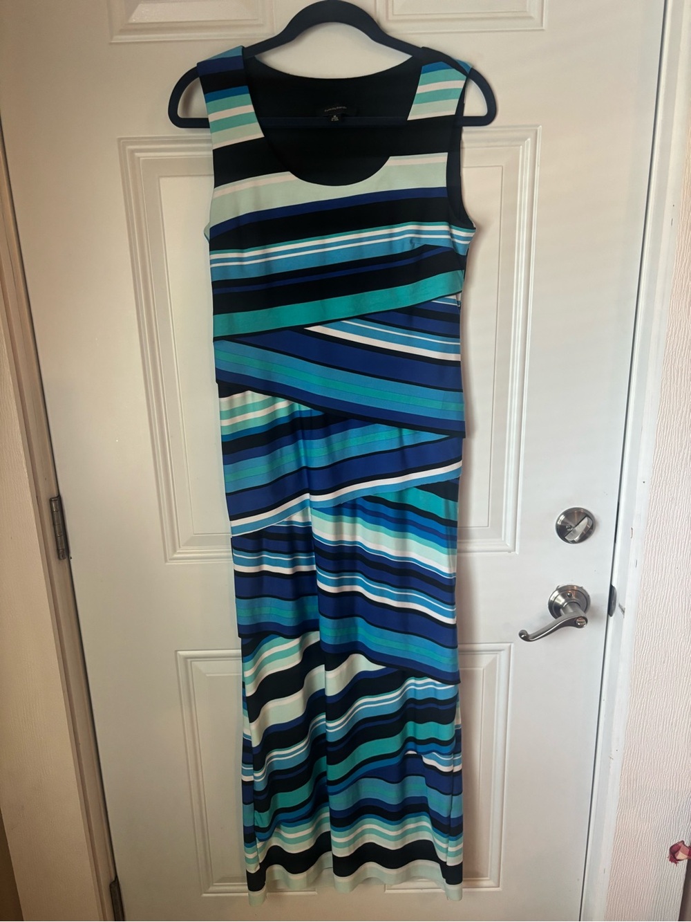 R&M Richards Navy and White Scoop Neck Dress